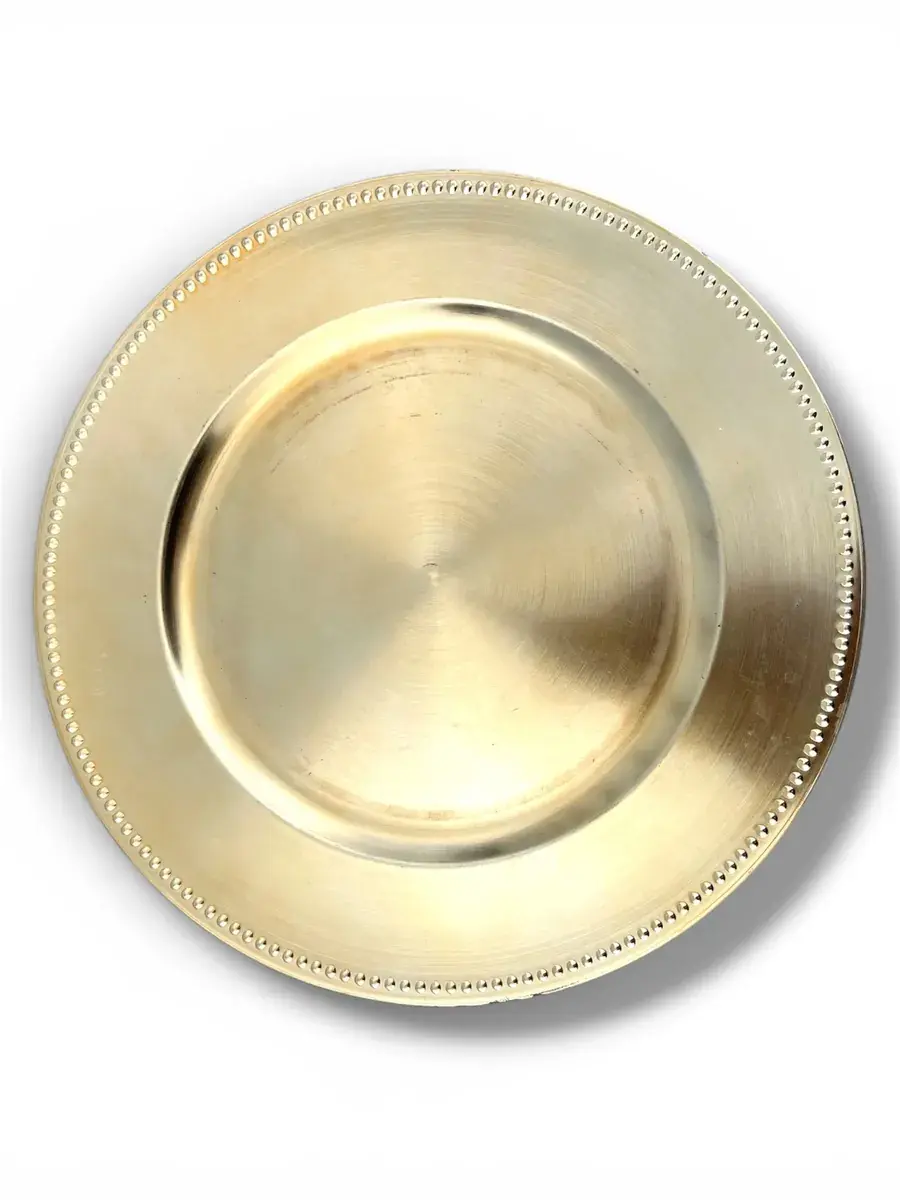 Base plato dorado con relieve de puntos 33 cm