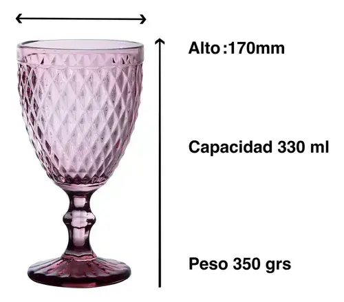 Copa vintage rosada 330 cc