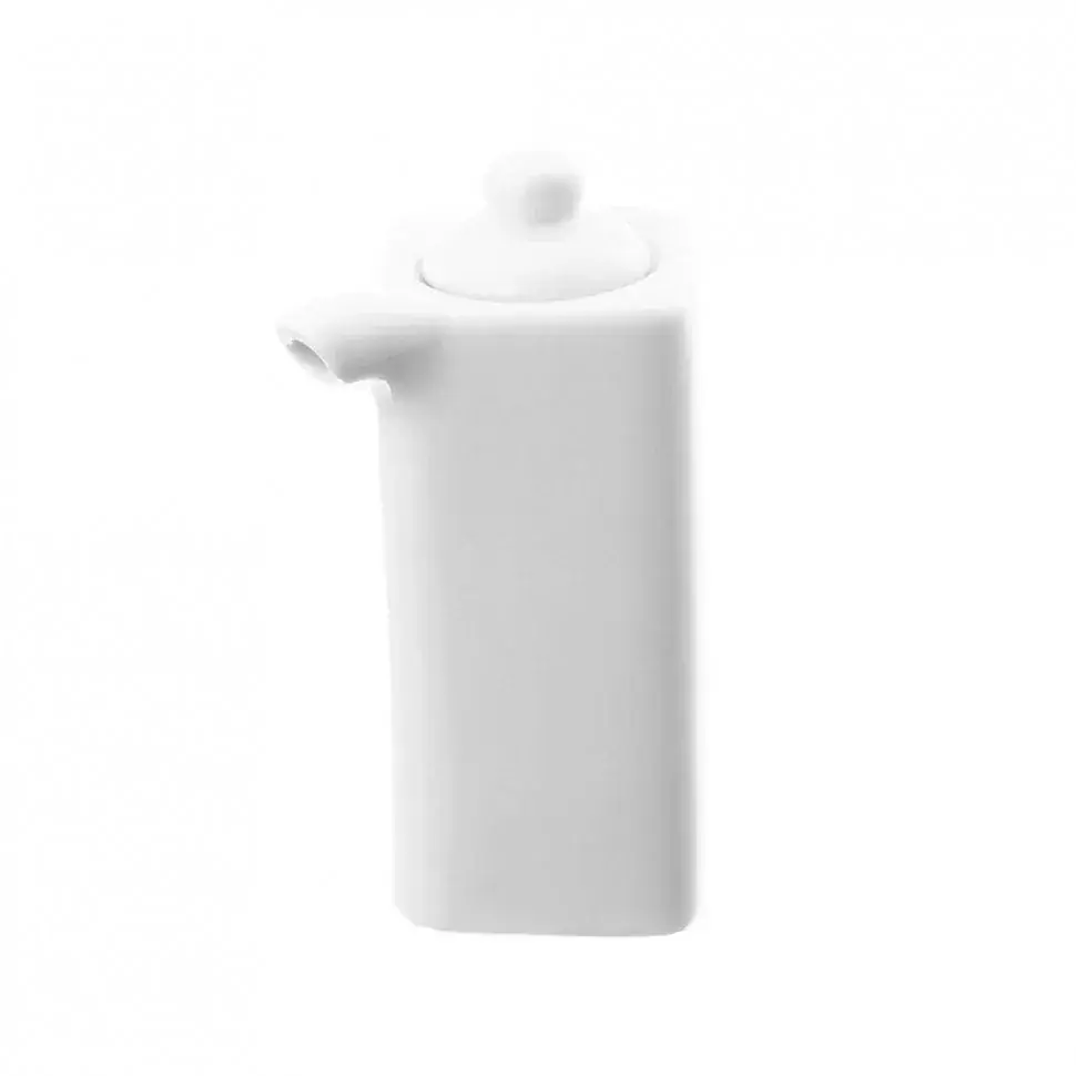 Aceitero de loza blanca con tapa 9 cm alto
