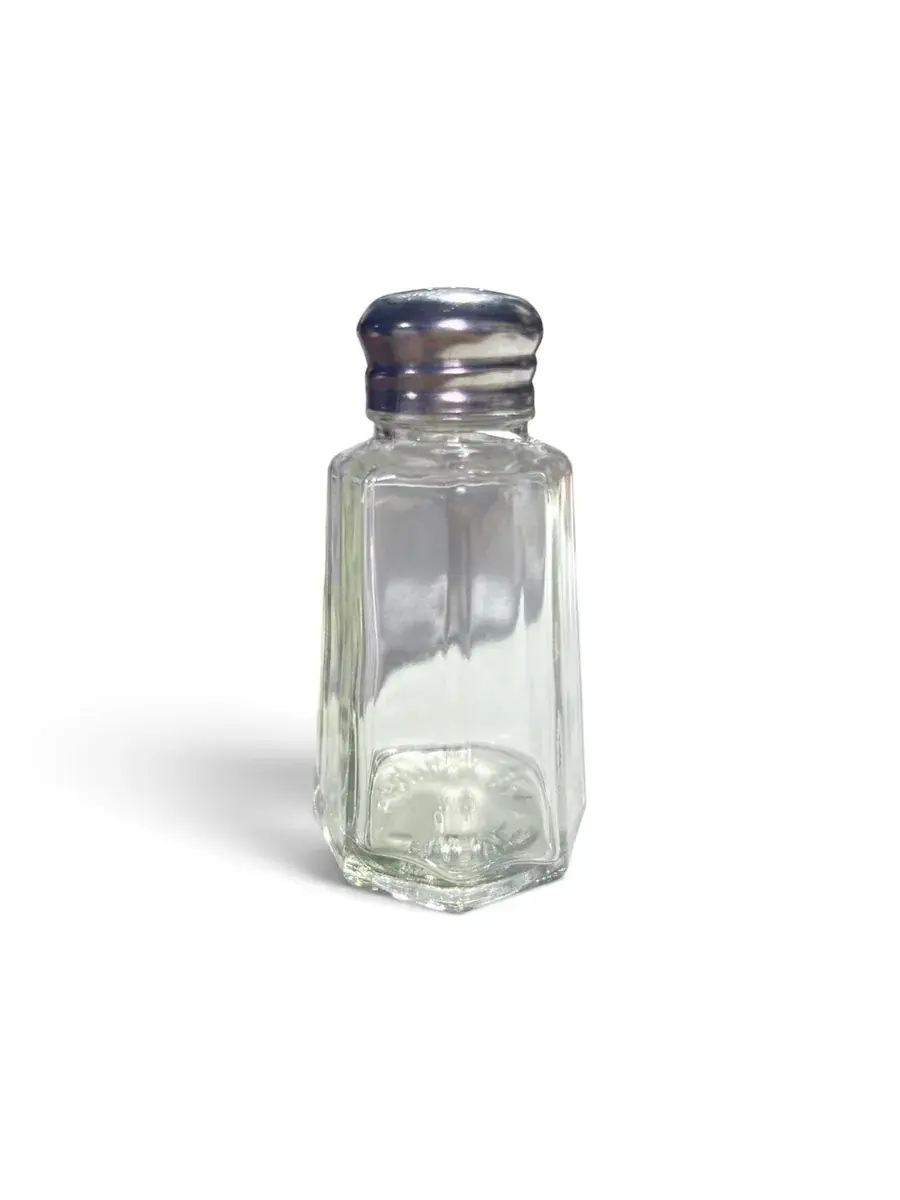 Salero de vidrio con tapa acero inox