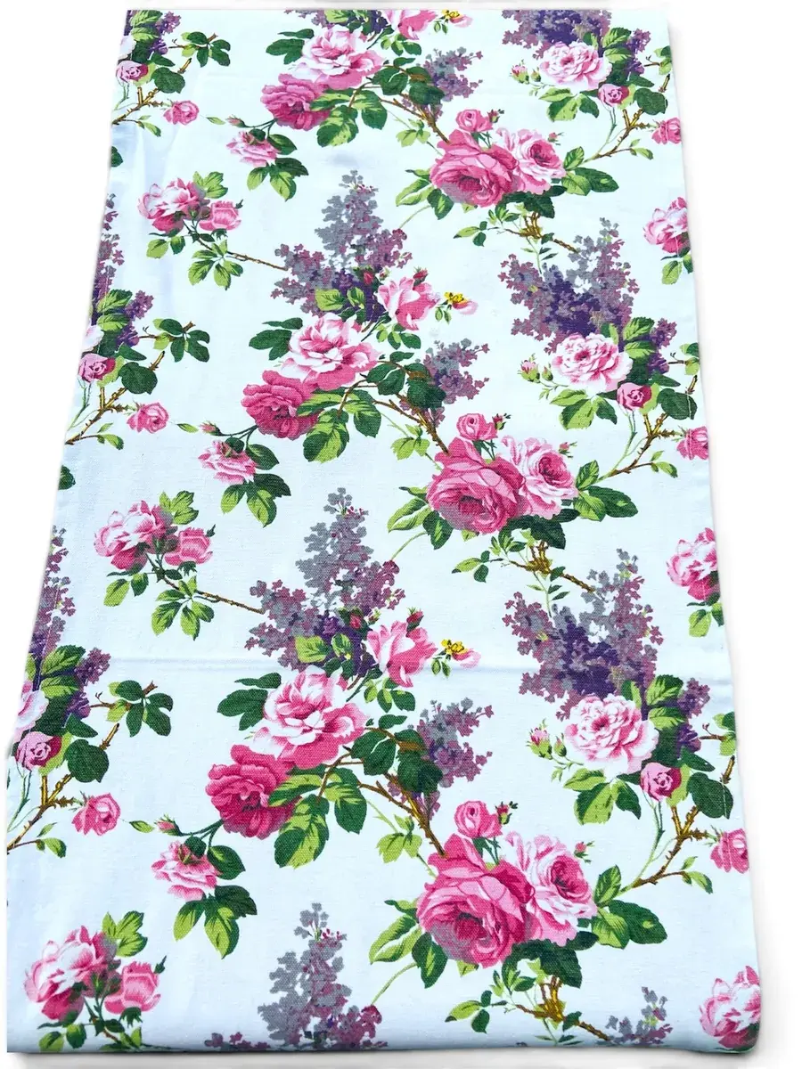 Camino de tela diseño flores rosado fuerte