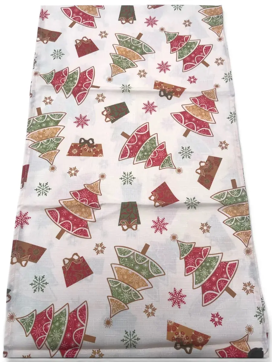 Camino de tela diseño navidad fondo beige