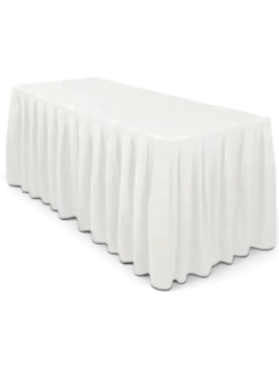 Faldin de tela color blanco para mesón de 2,40 x 75 cm