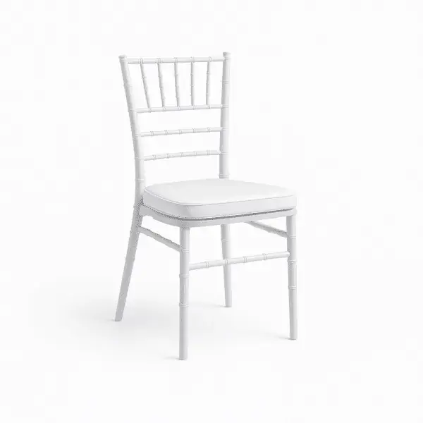 Silla chiavari blanca con cojin blanco