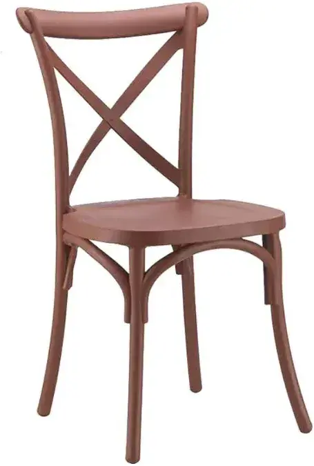 Silla crossback café polipropileno sin cojin