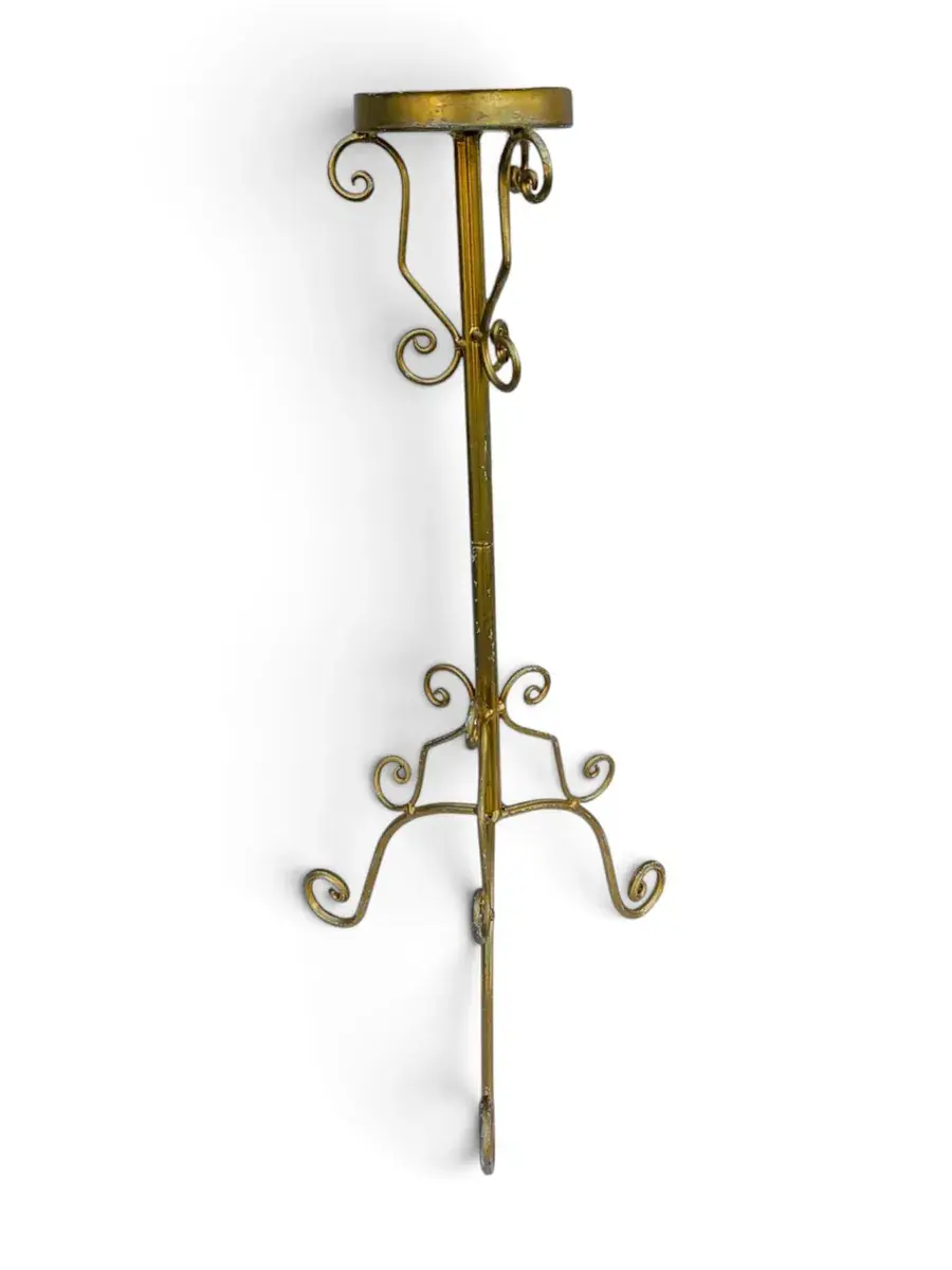 Candelabro metalico dorado 1 vela 55 cm