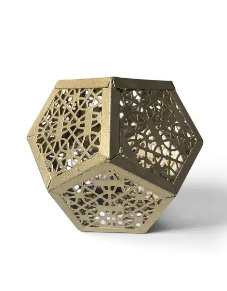Porta vela exagonal dorado 17 cm