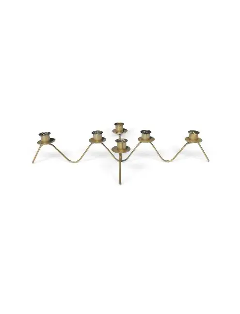 Porta vela metalico dorado 6 velas 50 cm