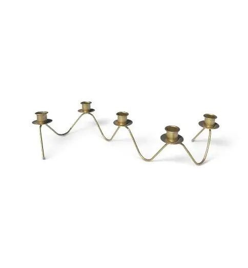 Porta vela metalico dorado 5 velas 40 cm