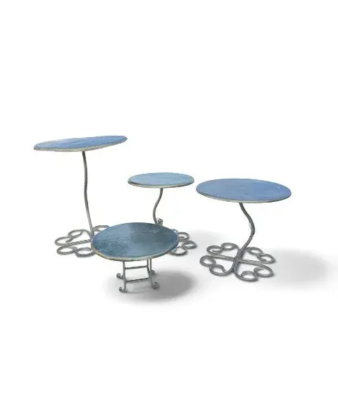 Bases para torta metálico dorado juego 4 (alto 16,27,28 y 42 cm -diam. 25,26,29 y 35 cm.)