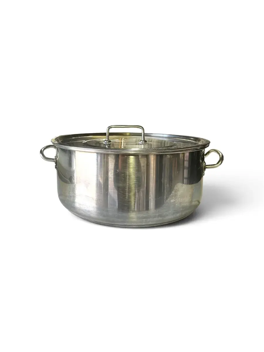 Olla arrocera acero inox. 17 cm. alto x 40 cm. diametro